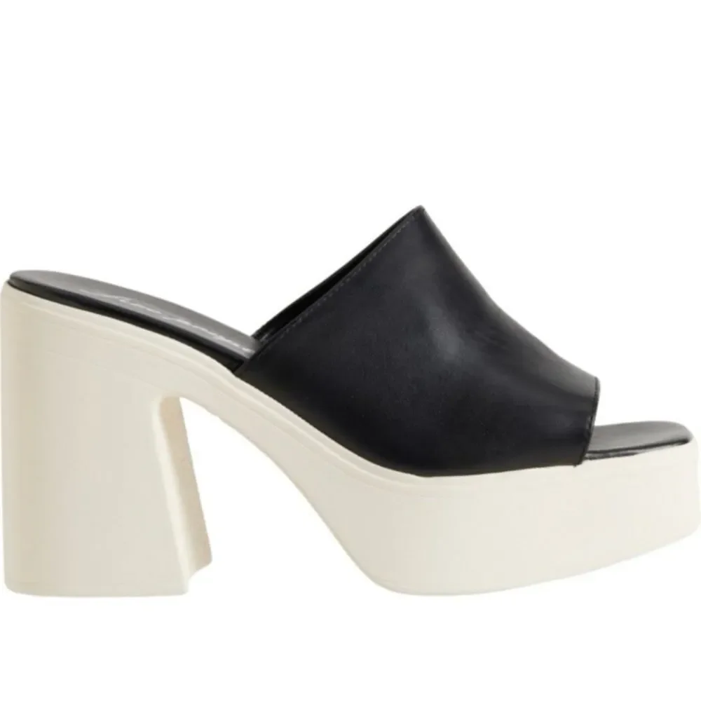 NEW Free People Zoe Platform Slide Sandals Black Noir Made in Italy Size EU 41